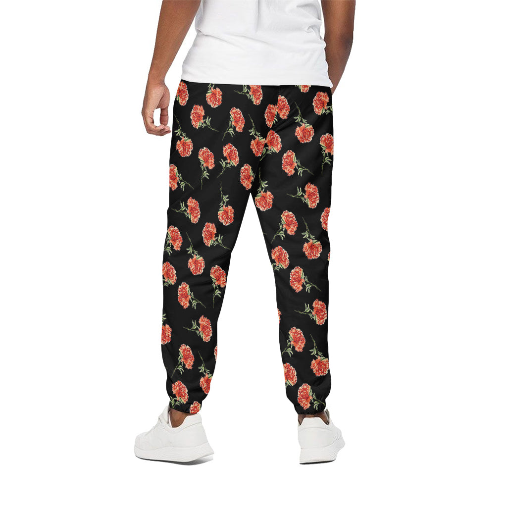 Watercolor Carnation Pattern Print Cotton Pants