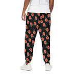 Watercolor Carnation Pattern Print Cotton Pants