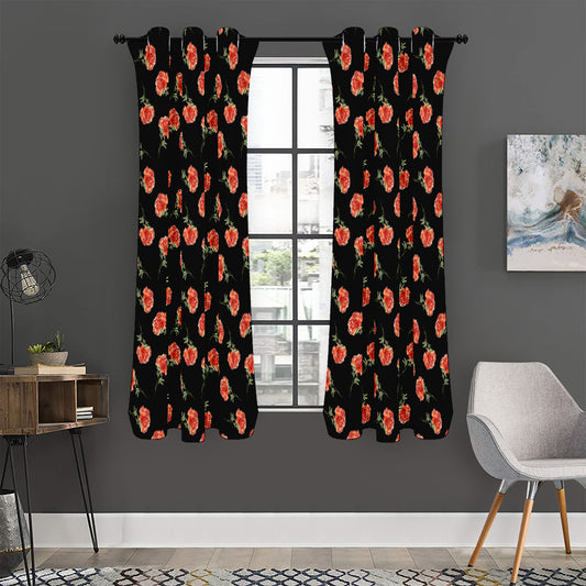 Watercolor Carnation Pattern Print Curtain
