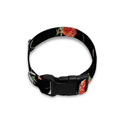 Watercolor Carnation Pattern Print Dog Collar