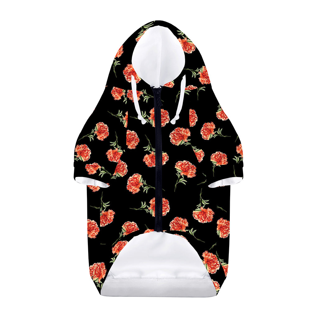 Watercolor Carnation Pattern Print Dog Zip Up Hoodie