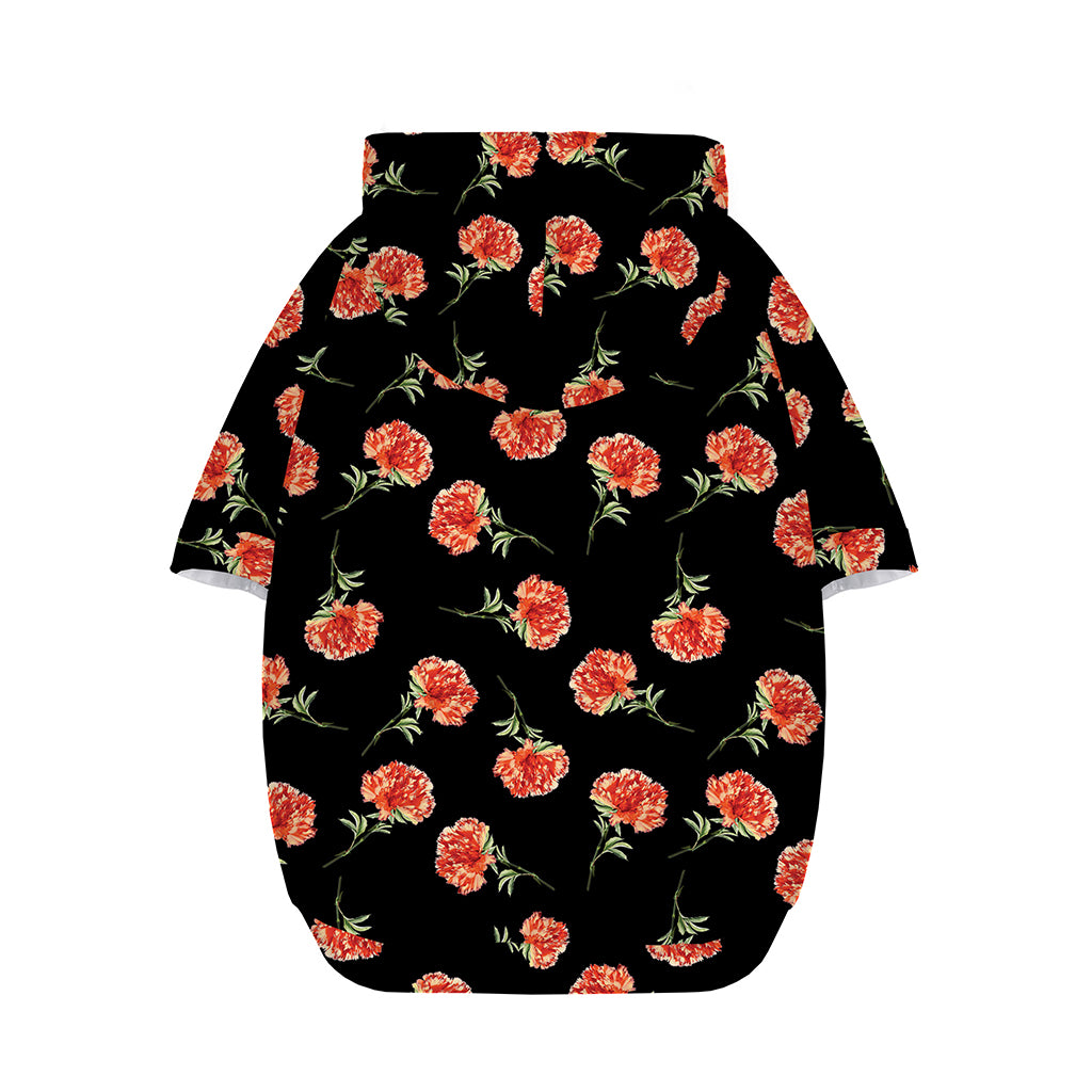 Watercolor Carnation Pattern Print Dog Zip Up Hoodie
