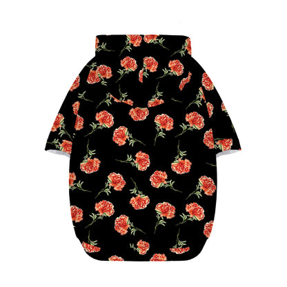 Watercolor Carnation Pattern Print Dog Zip Up Hoodie