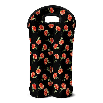 Watercolor Carnation Pattern Print Double Neoprene Wine Tote