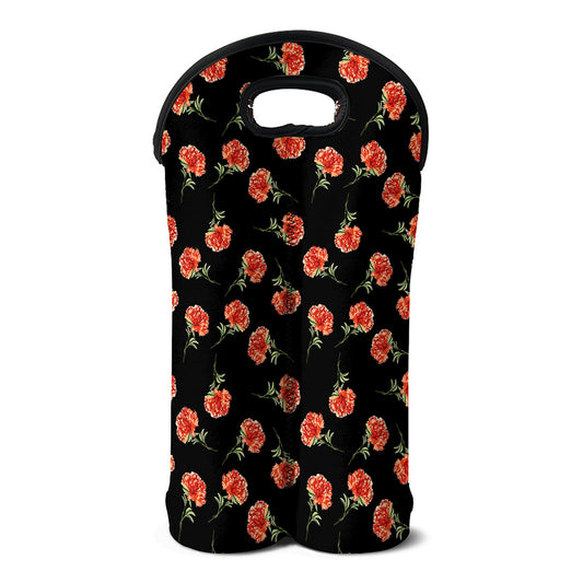 Watercolor Carnation Pattern Print Double Neoprene Wine Tote