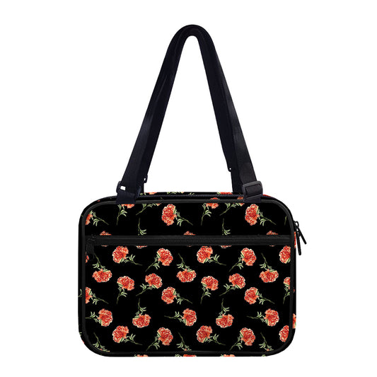 Watercolor Carnation Pattern Print Double Strap Bible Bag