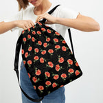 Watercolor Carnation Pattern Print Drawstring Backpack
