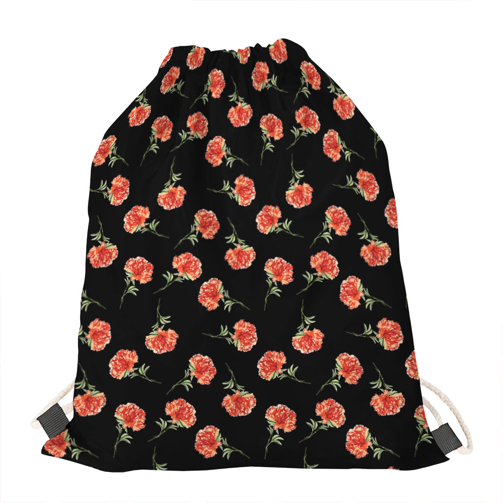 Watercolor Carnation Pattern Print Drawstring Bag