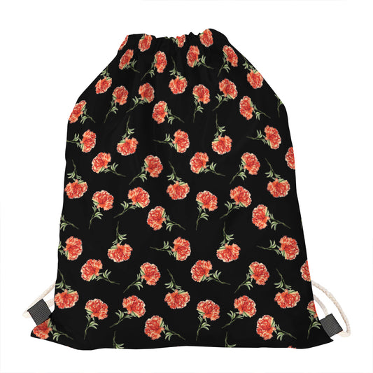 Watercolor Carnation Pattern Print Drawstring Bag