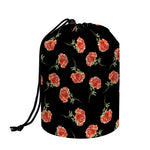 Watercolor Carnation Pattern Print Drawstring Makeup Bag