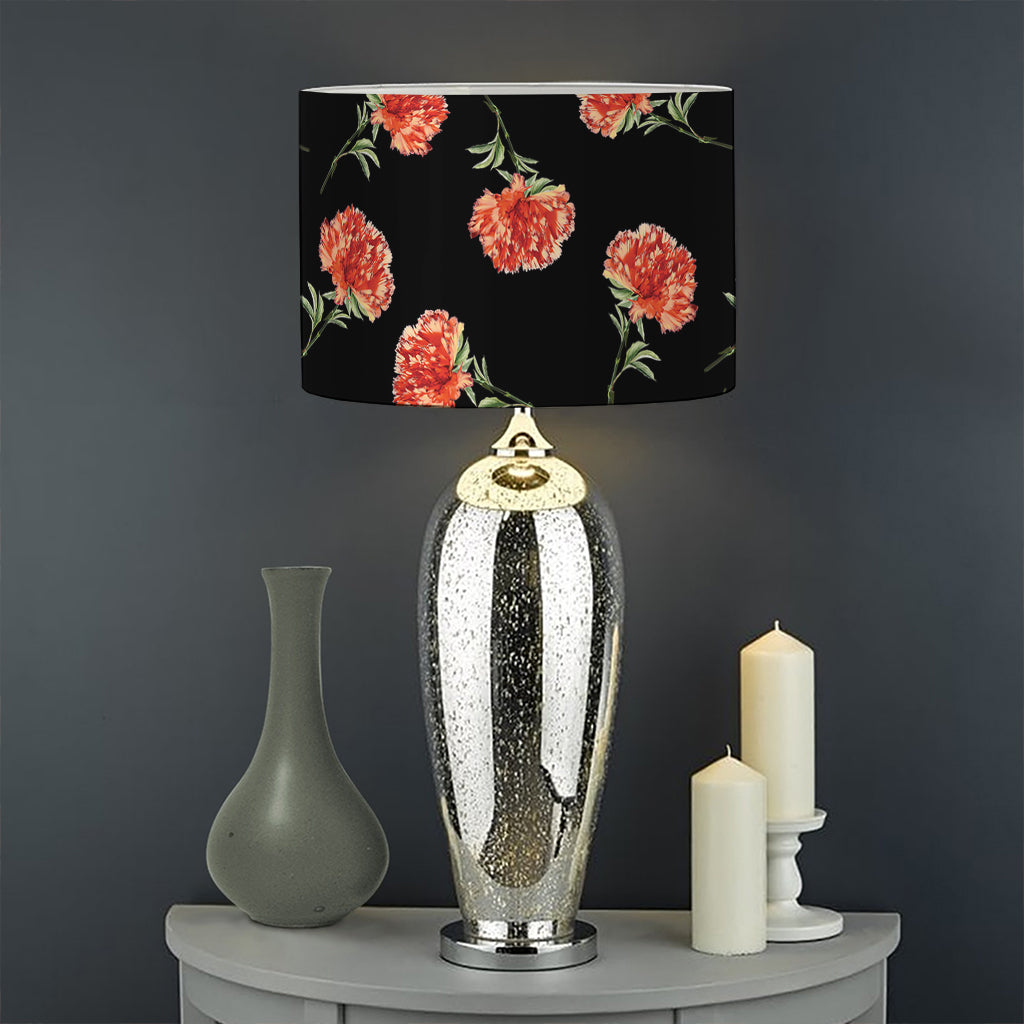Watercolor Carnation Pattern Print Drum Lamp Shade