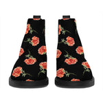 Watercolor Carnation Pattern Print Flat Ankle Boots