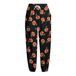 Watercolor Carnation Pattern Print Fleece Lined Knit Pants