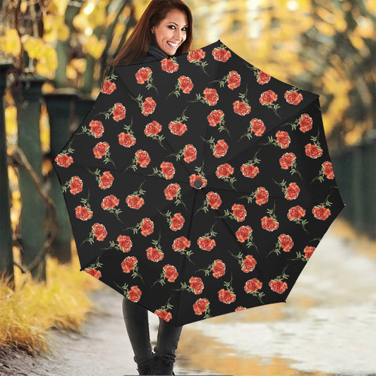 Watercolor Carnation Pattern Print Foldable Umbrella