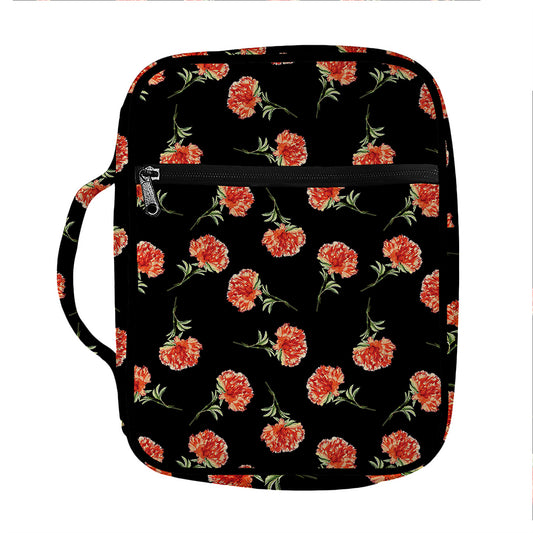 Watercolor Carnation Pattern Print Front Pocket Bible Bag