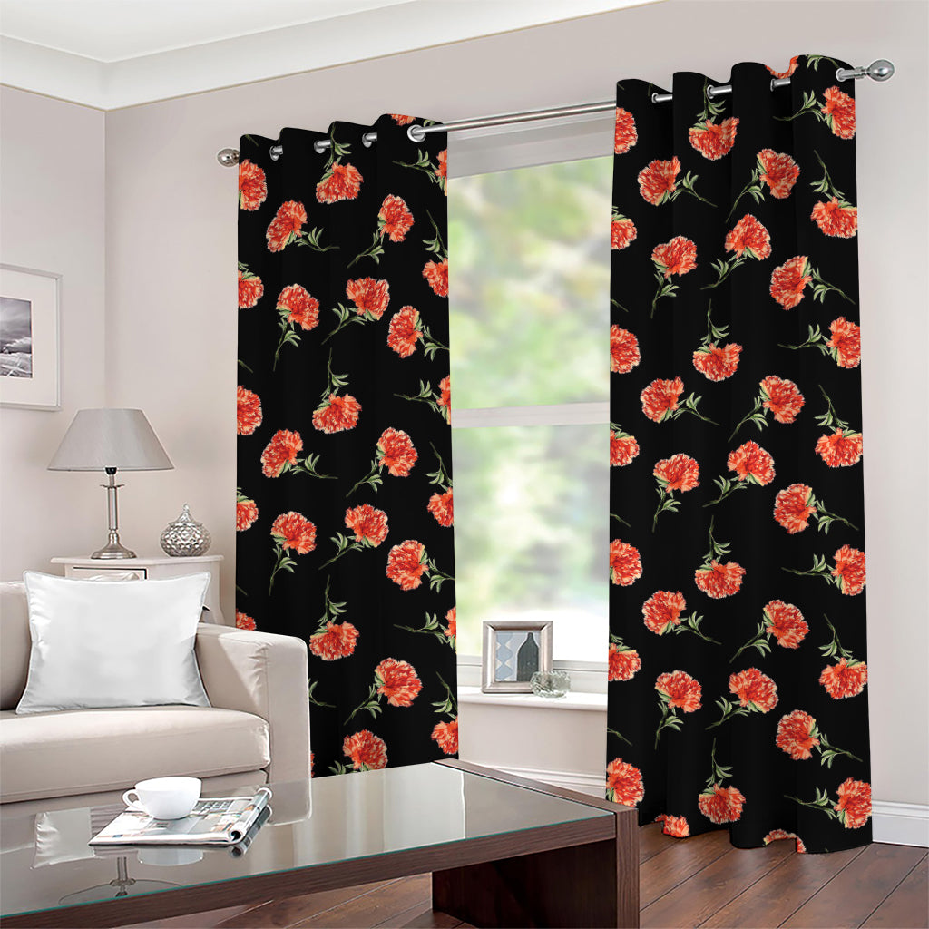 Watercolor Carnation Pattern Print Grommet Curtains