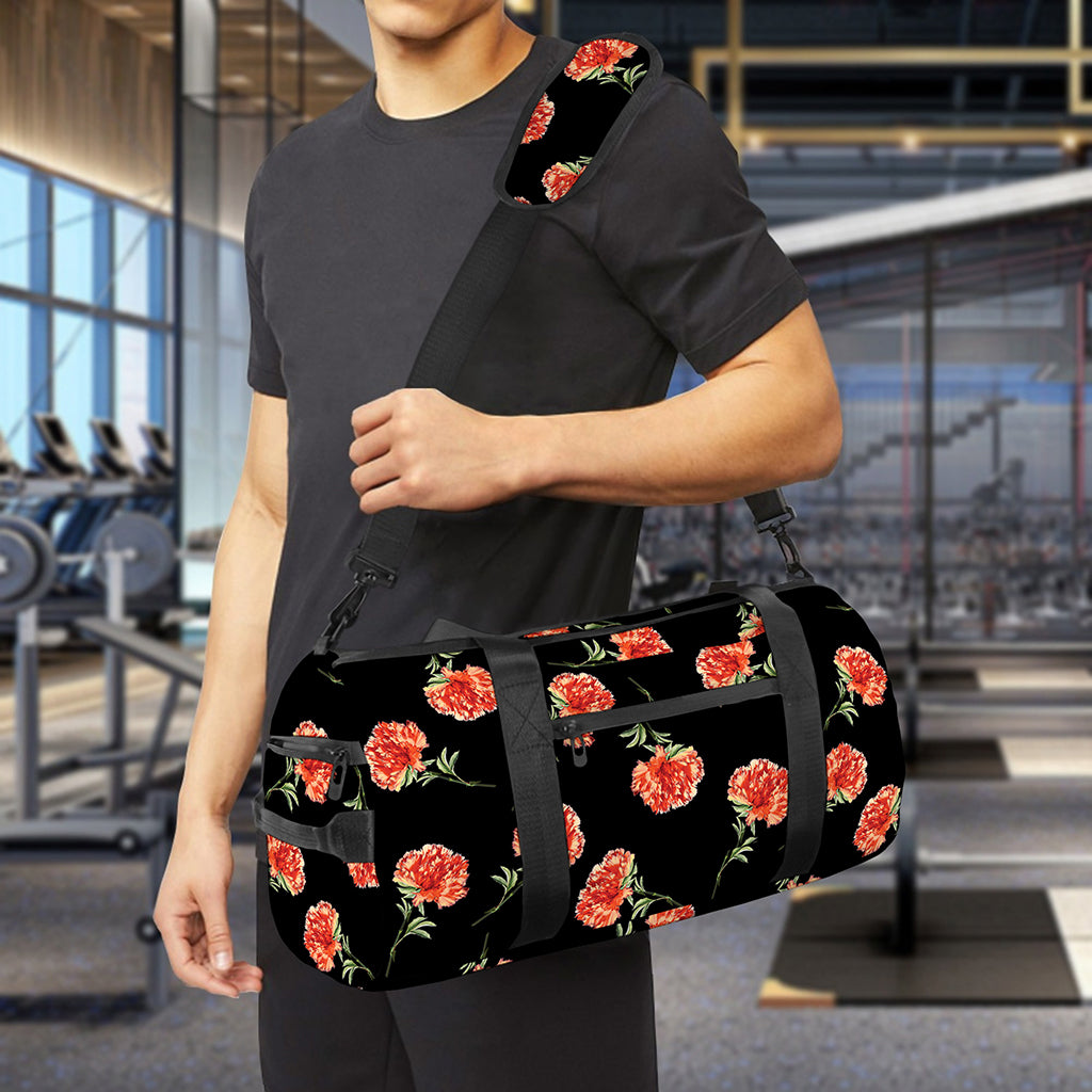 Watercolor Carnation Pattern Print Gym Bag