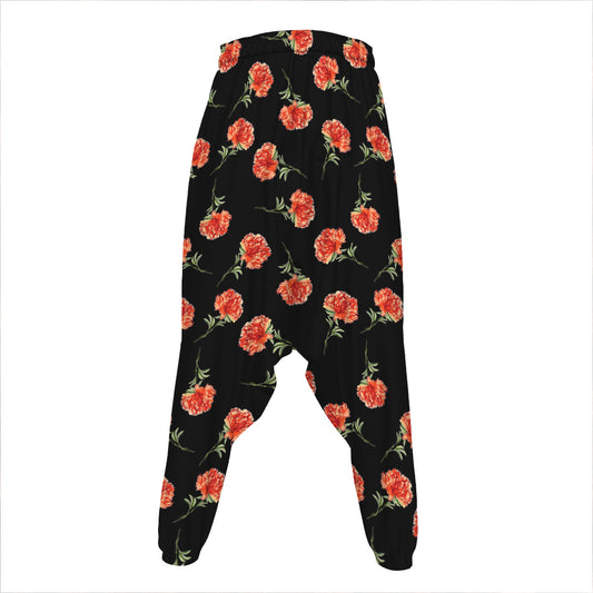 Watercolor Carnation Pattern Print Hammer Pants