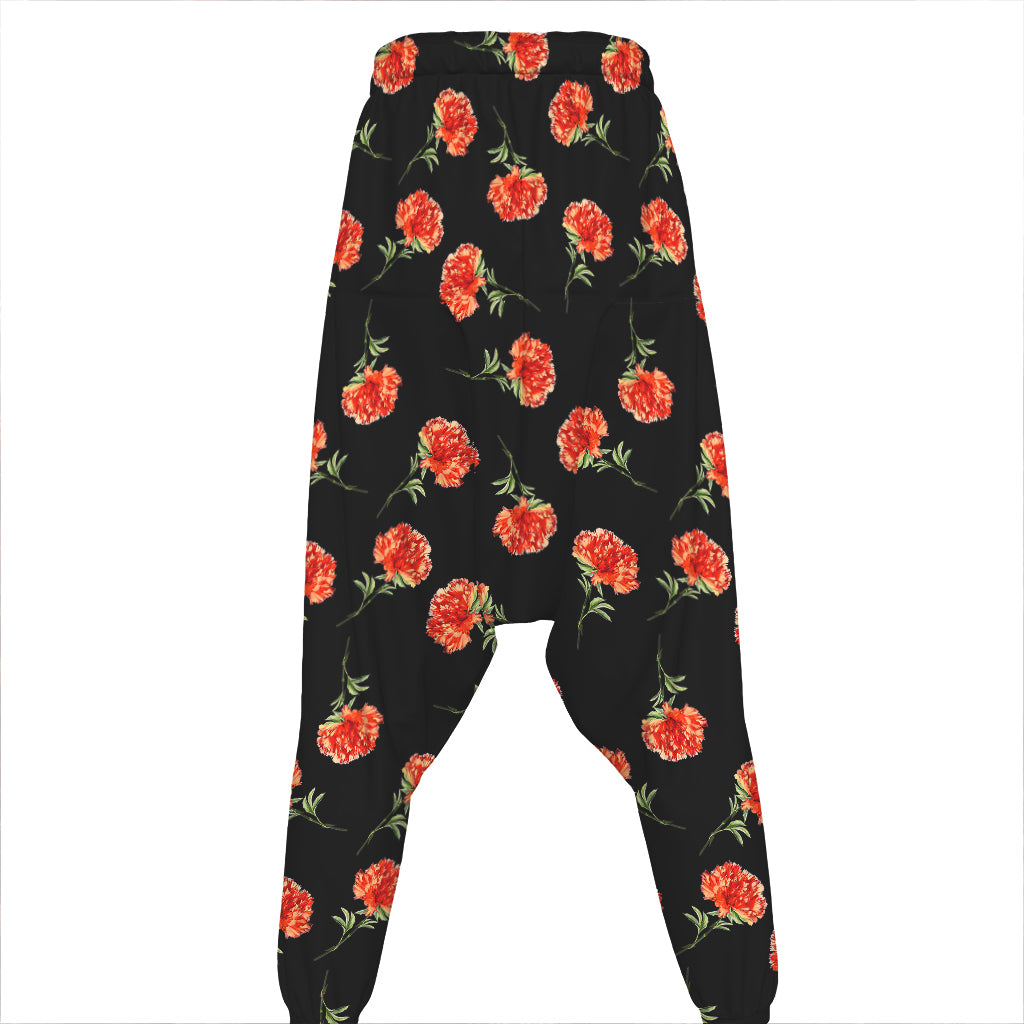 Watercolor Carnation Pattern Print Hammer Pants