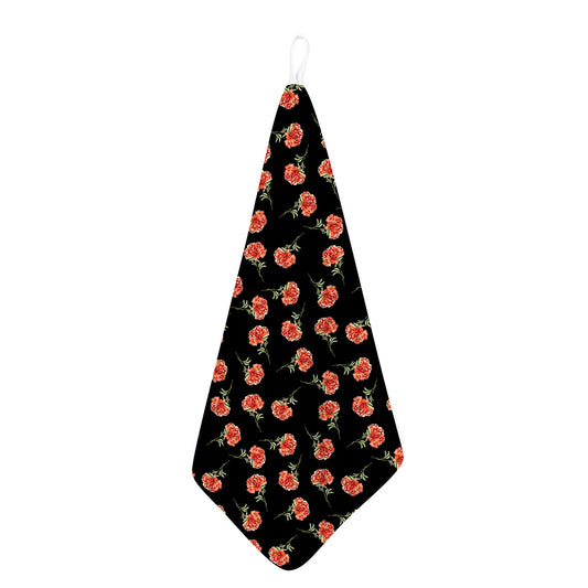 Watercolor Carnation Pattern Print Hand Towel