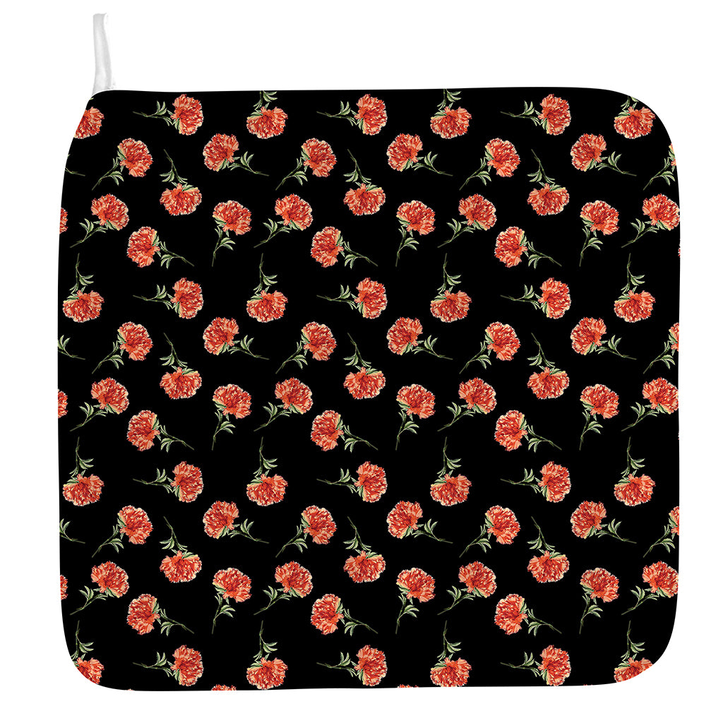 Watercolor Carnation Pattern Print Hand Towel
