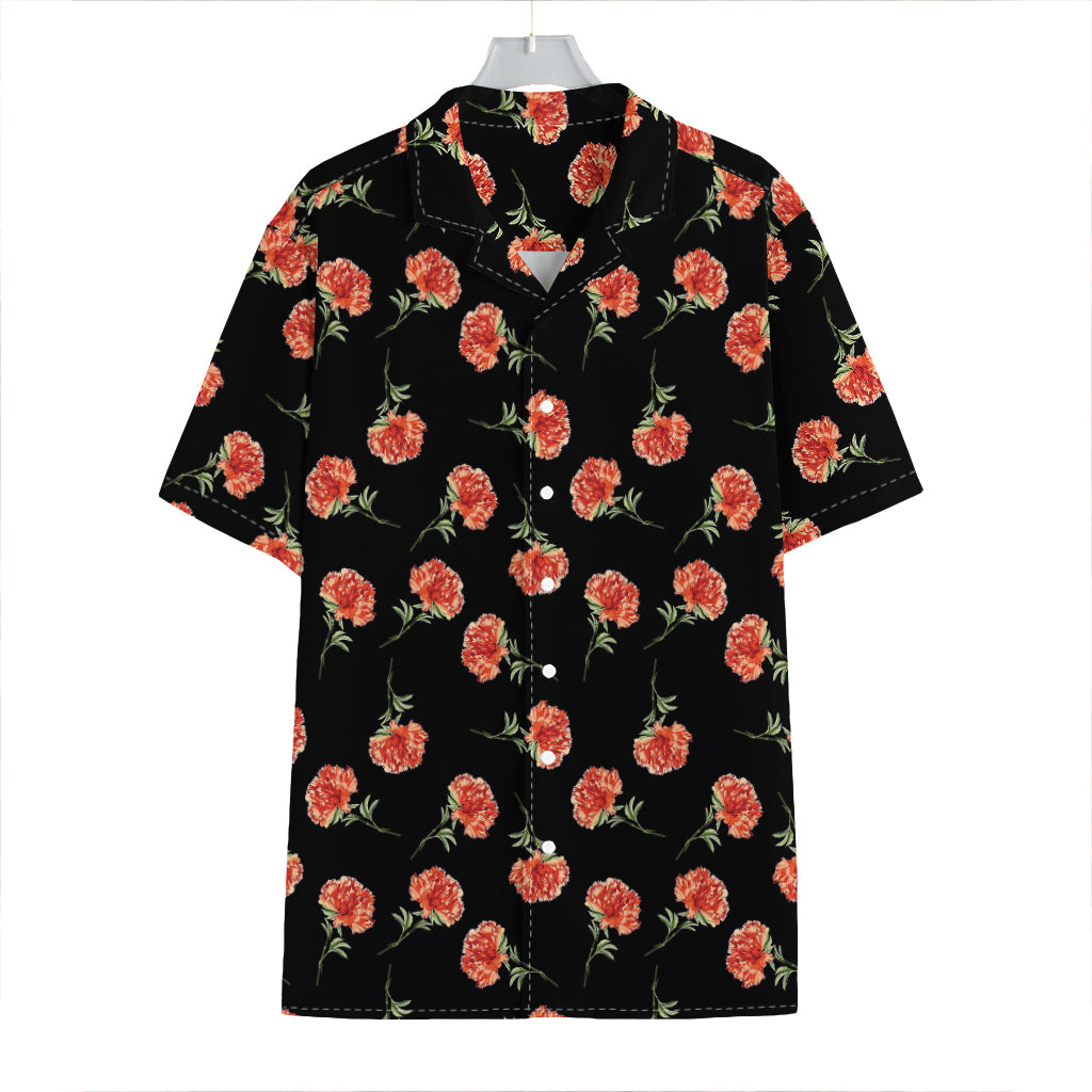 Watercolor Carnation Pattern Print Hawaiian Shirt