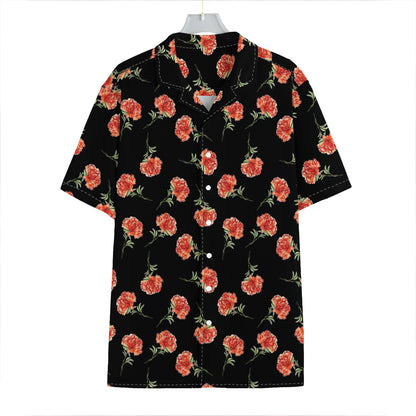Watercolor Carnation Pattern Print Hawaiian Shirt