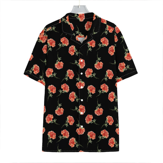 Watercolor Carnation Pattern Print Hawaiian Shirt