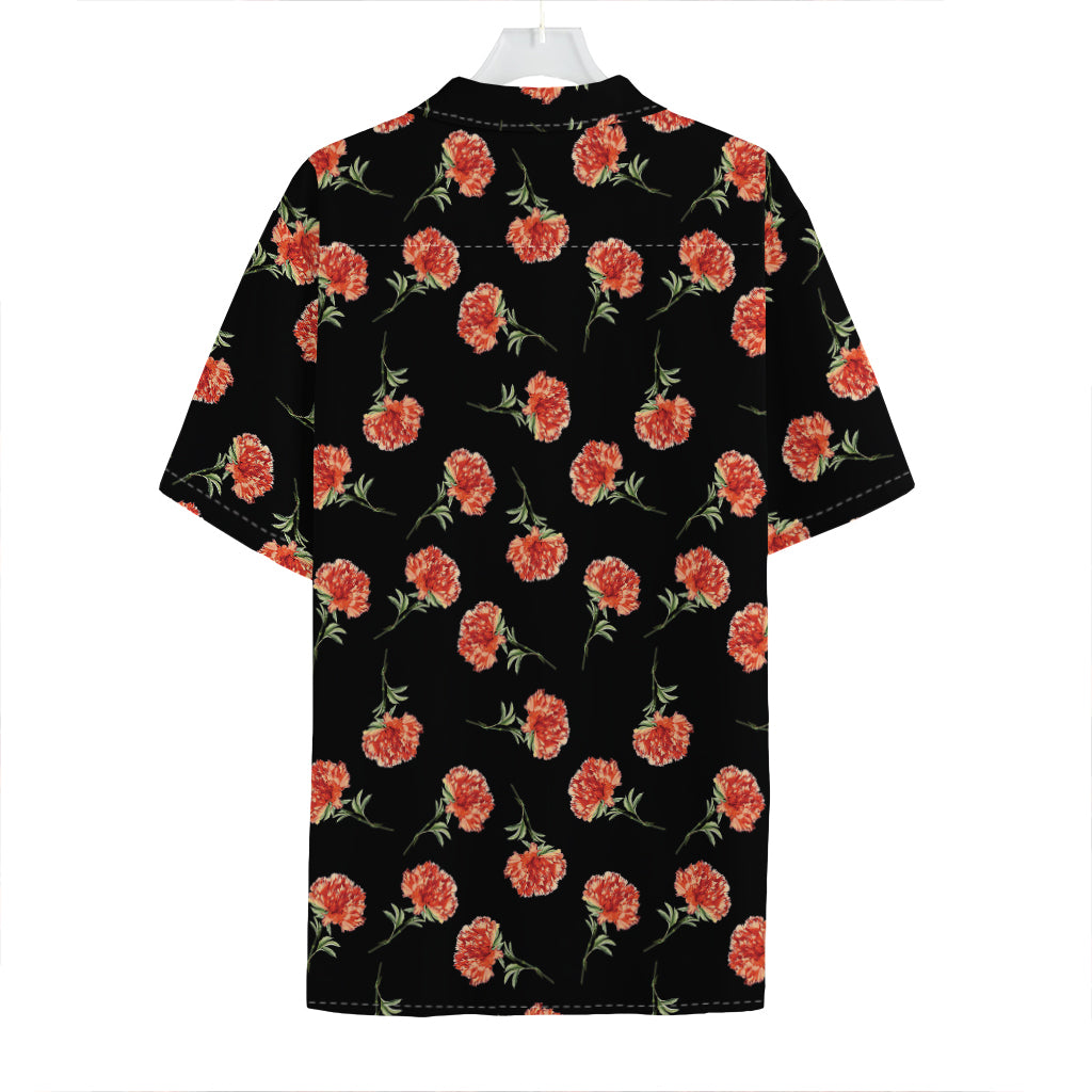 Watercolor Carnation Pattern Print Hawaiian Shirt