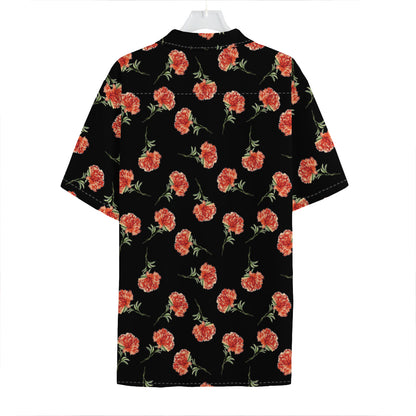 Watercolor Carnation Pattern Print Hawaiian Shirt