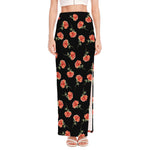 Watercolor Carnation Pattern Print High Slit Maxi Skirt