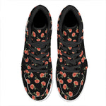 Watercolor Carnation Pattern Print High Top Leather Sneakers