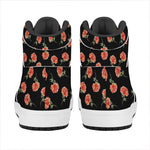 Watercolor Carnation Pattern Print High Top Leather Sneakers