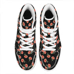 Watercolor Carnation Pattern Print High Top Leather Sneakers
