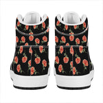 Watercolor Carnation Pattern Print High Top Leather Sneakers