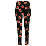 Watercolor Carnation Pattern Print High-Waisted Pocket Leggings