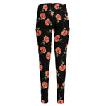 Watercolor Carnation Pattern Print High-Waisted Pocket Leggings