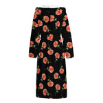Watercolor Carnation Pattern Print Hooded Bathrobe