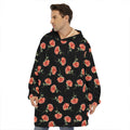 Watercolor Carnation Pattern Print Hoodie Blanket