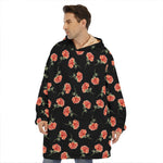 Watercolor Carnation Pattern Print Hoodie Blanket