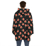 Watercolor Carnation Pattern Print Hoodie Blanket