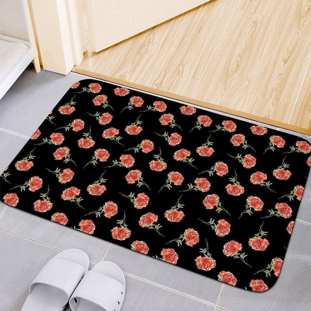Watercolor Carnation Pattern Print Indoor Door Mat