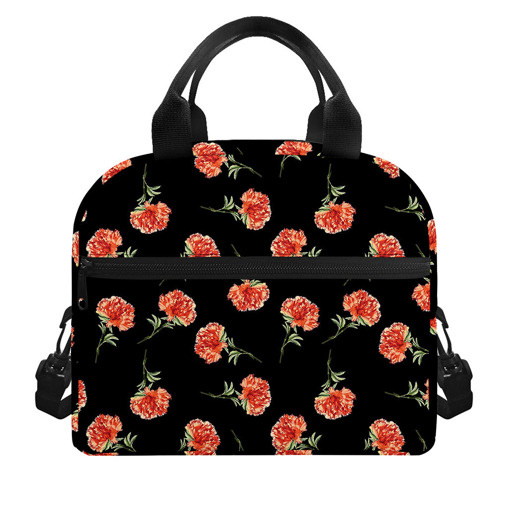 Watercolor Carnation Pattern Print Insulated Lunch Bag