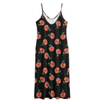 Watercolor Carnation Pattern Print Jersey Midi Cami Dress