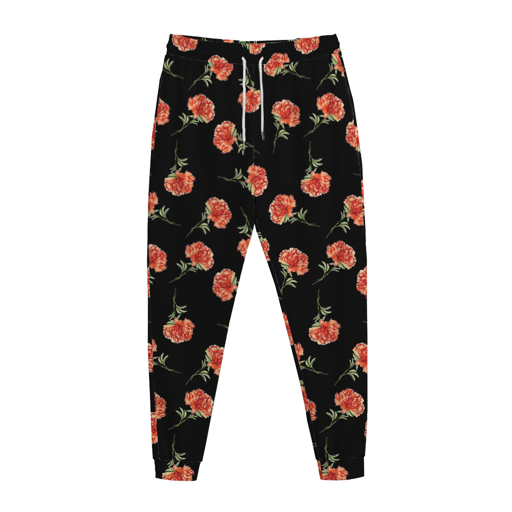 Watercolor Carnation Pattern Print Jogger Pants