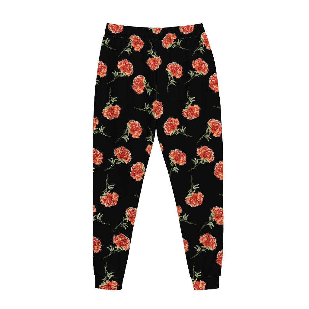 Watercolor Carnation Pattern Print Jogger Pants