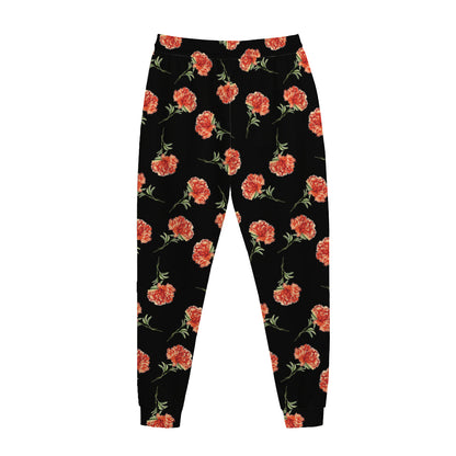 Watercolor Carnation Pattern Print Jogger Pants