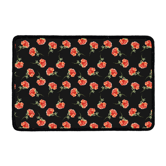 Watercolor Carnation Pattern Print Kitchen Mat