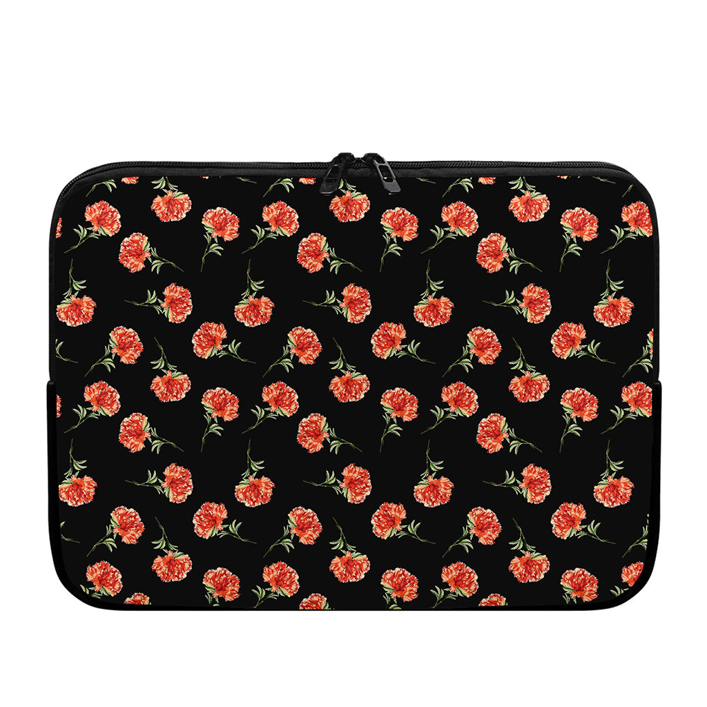 Watercolor Carnation Pattern Print Laptop Sleeve