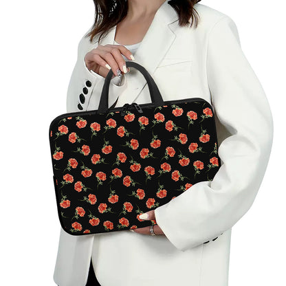 Watercolor Carnation Pattern Print Laptop Sleeve With Handle